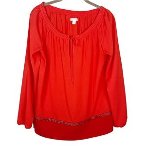 New York & Company Burnt Orange and Red Blouse